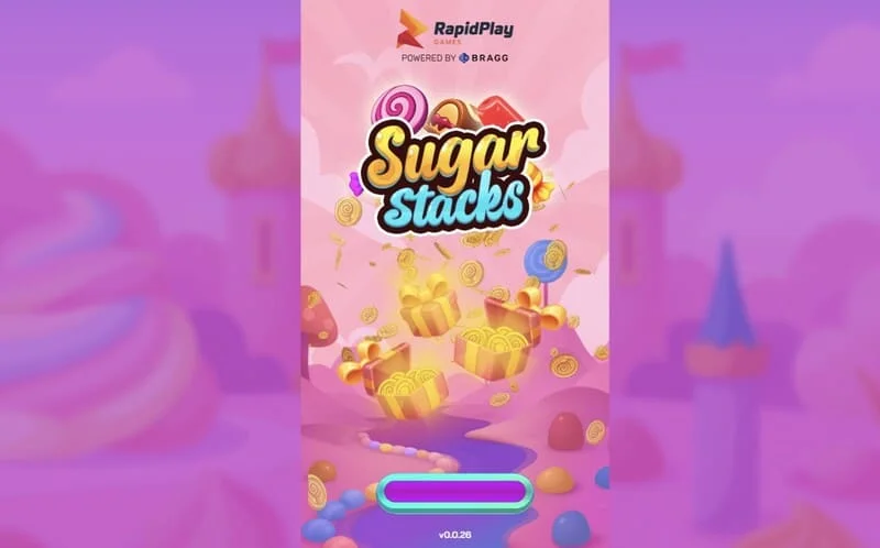 Sugar Stacks - schermata di caricamento con il logo RapidPlay Games